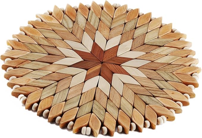 Set of 2 Large Handmade Wooden Trivets for Hot Dishes - Diameter 9" and 7"- Big Coasters and Hot Pads - Great Kitchen Gift Idea - by SPL Woodcraft Ukraine