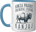 KONZA PRAIRIE, KANSAS. BISON DESIGN Ceramic Mug, Blue/White