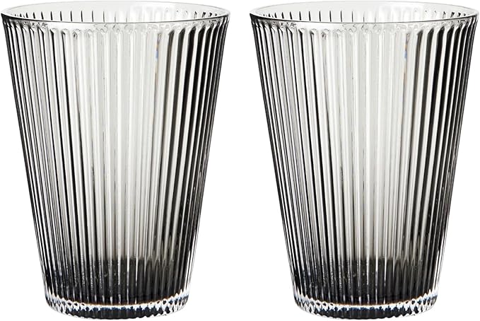 Rosendahl Grand Cru Nouveau Glass Tumbler Set (Set of 2) - 12.2 Fl. Oz. - Lead-Free, Dishwasher Safe, Elegant Clear Glass Drinkware for Water, Juice, Coffee, and Wine - Modern, Durable (Smoke)