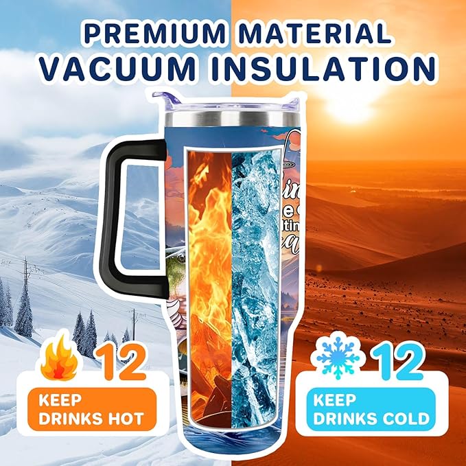 Fishing Gifts For Men 40oz Travel Tumbler for Fishings Lover Fathers Day Fishings Gift For Dad Grandpa Husband as Christmas Birthday Presents Fishing Lover Cup With Handle