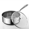 Sauce pan with Lid, KURRUNGIE 2.8 Quart Hybrid Stainless Steel Saucepan, 8-inch PFOA Free 5-Ply Stainless Steel Pans for Cooking, Induction Cookware Set Oven and Dishwasher Safe