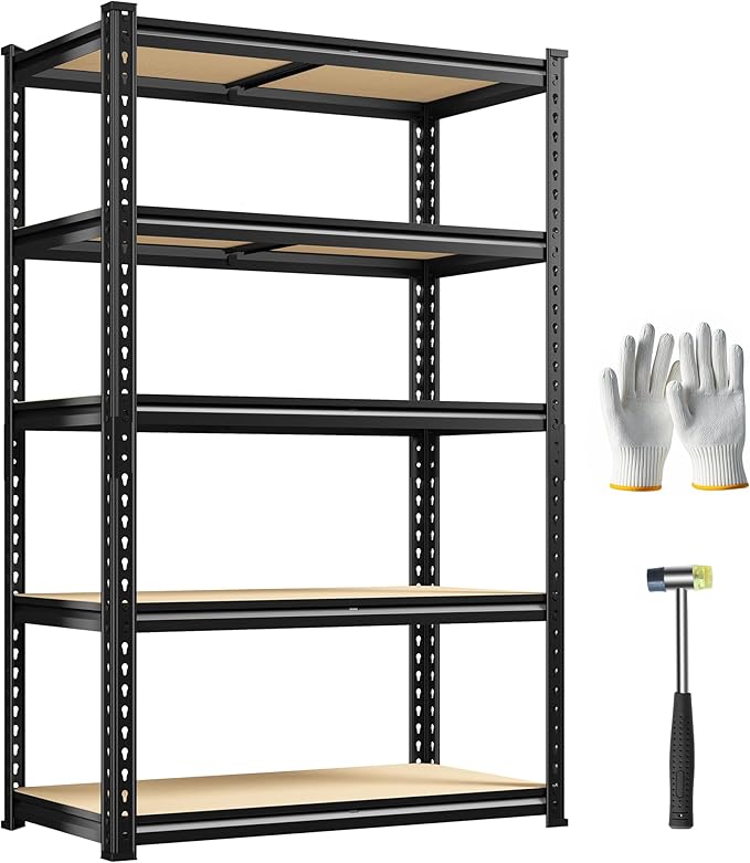 Bepatio Garage Shelving 2020LBS Storage Shelves 72.05" H Metal Shelving Heavy Duty Pantry Shelves Adjustable Garage Shelf for Kitchen Warehouse Basement, 35.43" W x 11.81" D x 72.05" H