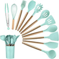 12PCS Kitchen Utensil Set Silicone Cooking Utensils Kit Spatula Heat Resistant Wooden Spoons Gadgets Tool for Non-Stick Cookware