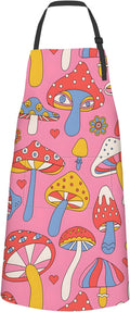 Cartoon Mushroom Apron,Oxford Fabric Adjustable Kitchen Apron with 2 Pockets,Waterproof Cooking Aprons for Men Women Mom Wife Dad,Ideal Gifts for Coffee,Shop,Baking,BBQ,Housewarming,28x33in