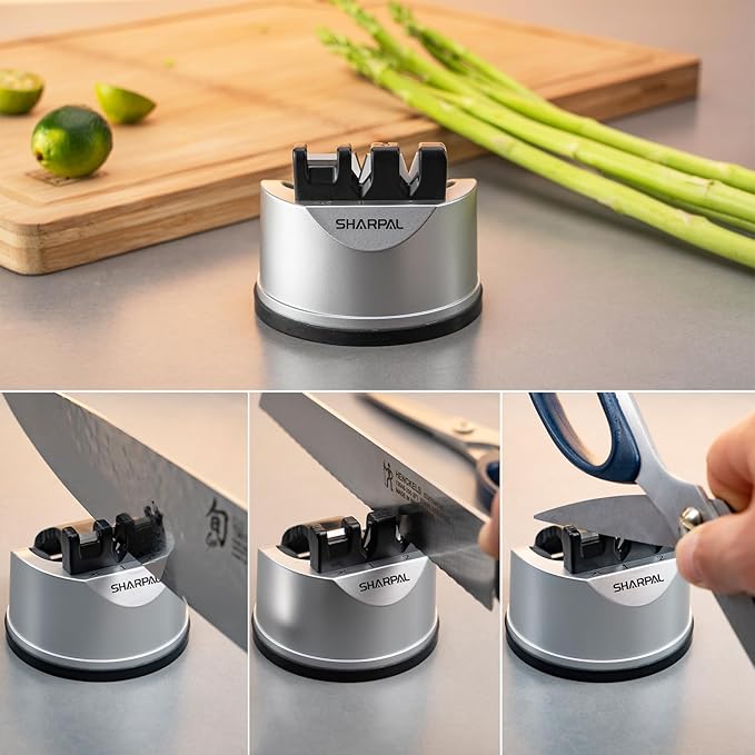 SHARPAL 191H Knife & Scissors Sharpener | Repairs, Restores & Sharpens Straight, Serrated & Kitchen Knives – Versatile Sharpening Tool for Blades, Christmas Gifts