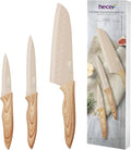 hecef Knife Set of 3, Stainless Steel Blade with Non-stick Coating, Sharp Kitchen Knives Includes Santoku, Utility, Paring Knives