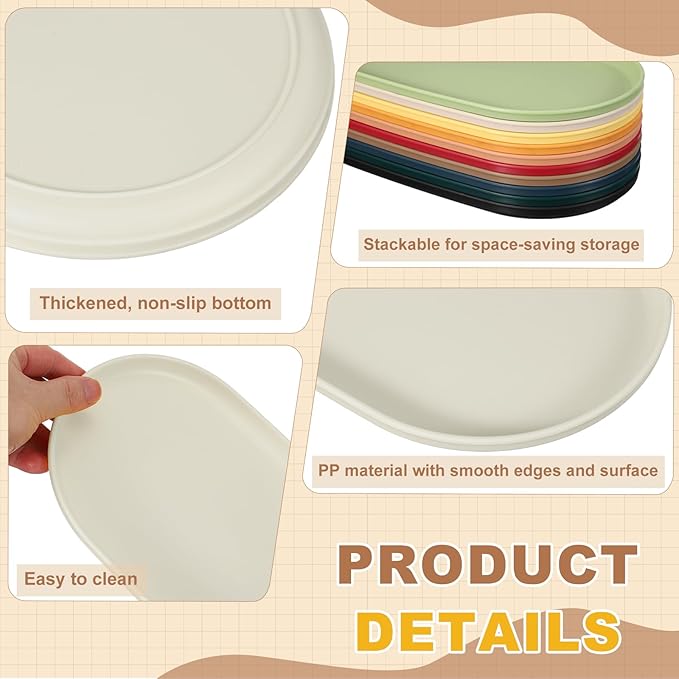 uxcell 2Pcs Fast Food Serving Trays, 9.4x5.1 Oval Reusable Restaurant Serving Trays for Kitchen Restaurant Coffee Fruit Burger Lunch Dessert, Cream White