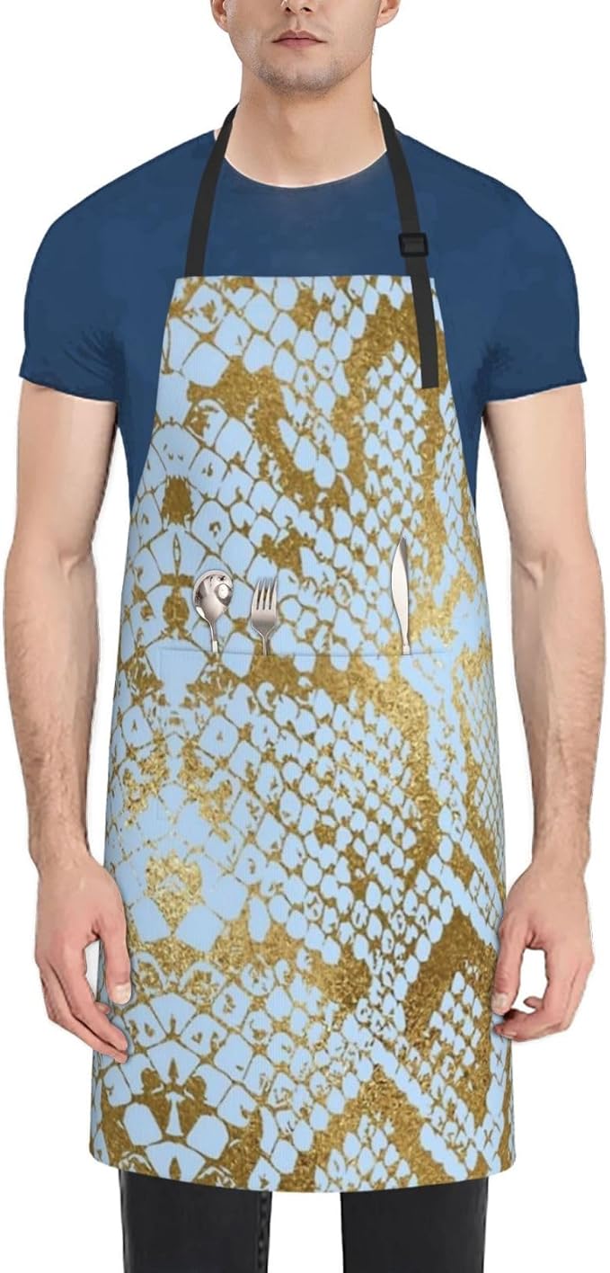 Snakeskin Aprons Cool Aprons with Pockets and Adjustable Mens Apron for Gardening Cooking Kitchen