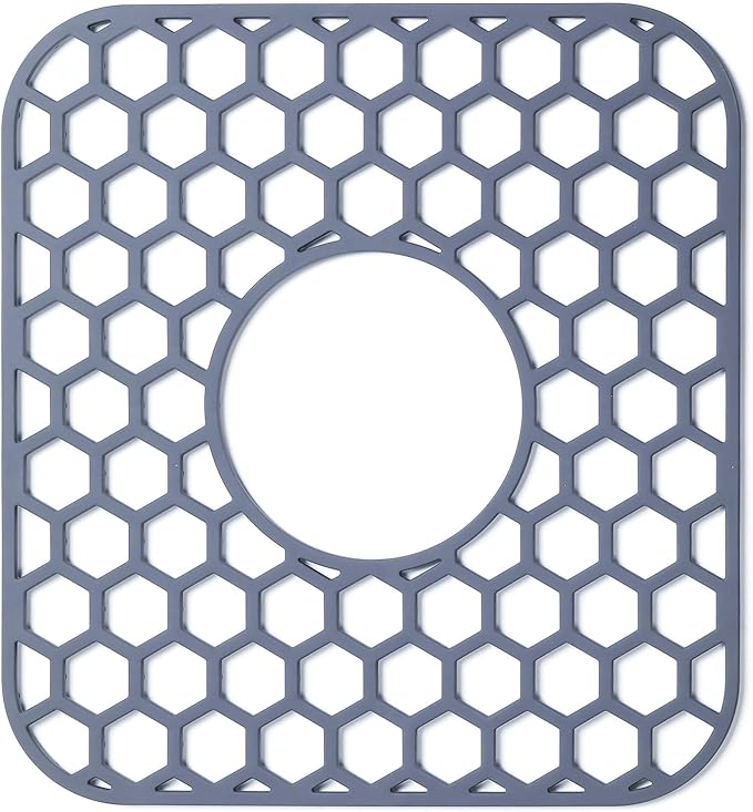 Silicone Sink Protectors for Kitchen Sink - 12" x 11" Kitchen Sink with Center Drain Grid Accessory, Non-Slip Heat-Resistant Mat for Bottom of Porcelain Stainless Steel, Dishwasher Safe