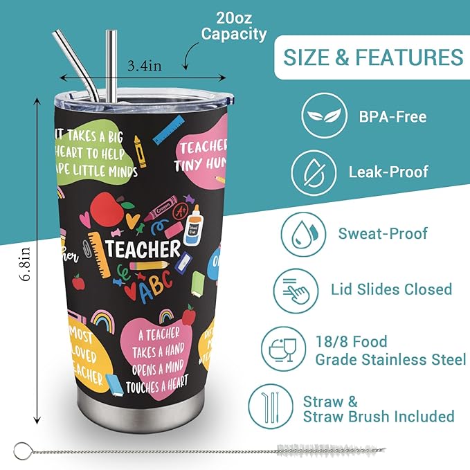 Christmas Teacher Gifts for Men - Xmas Teacher Appreciation Gifts - Teachers Retirement/Birthday Gift from Student Tumbler 20oz