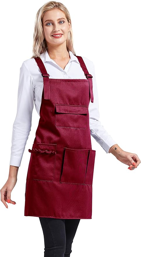 Nanxson Adjustable Women Bib Apron Multi Function Professional Salon Stylist Work Apron with Tool Pockets CF3010
