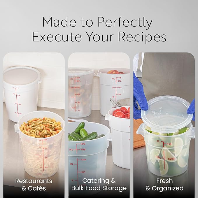 Restaurantware-LIDS ONLY: Met Lux Food Container Lids, 10 Round Covers For Storage Containers - Containers Sold Separately, With Pull-Corner Tab, White Plastic Lid, Dishwashable, Freezable