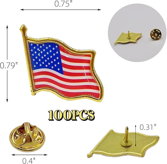TANG SONG American Flag Lapel Pins - Solid Metal USA Flag Lapel Pins Badge Pins Brooch for Suit Jacket