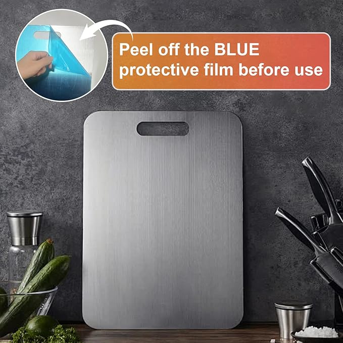 Tavano Titanium Cutting Board,100% Pure Titanium Cutting Boards for Kitchen,Food-Grade Double Side Available Non Toxic Chopping Board,Dishwasher Safe Hygiene Durable Boards(1PC-L)