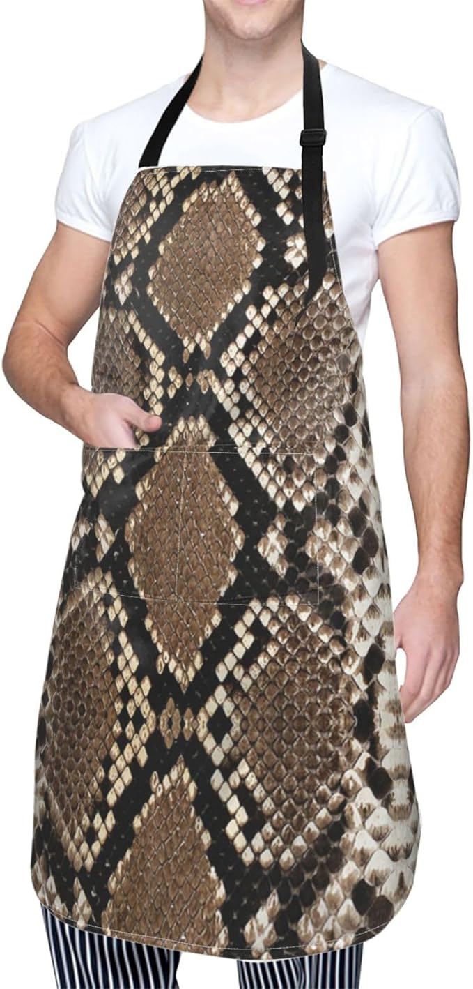 Snakeskin Aprons Cool Aprons with Pockets and Adjustable Mens Apron for Gardening Cooking Kitchen
