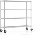 Homdox Heavy Duty Metal Shelves for Storage, 4 Tier Storage Racks and Shelving, Commercial Adjustable Wire Shelving Unit on Wheels, Garage Rack Pantry Shelves Kitchen Shelving, 18"x60"x72", Chrome