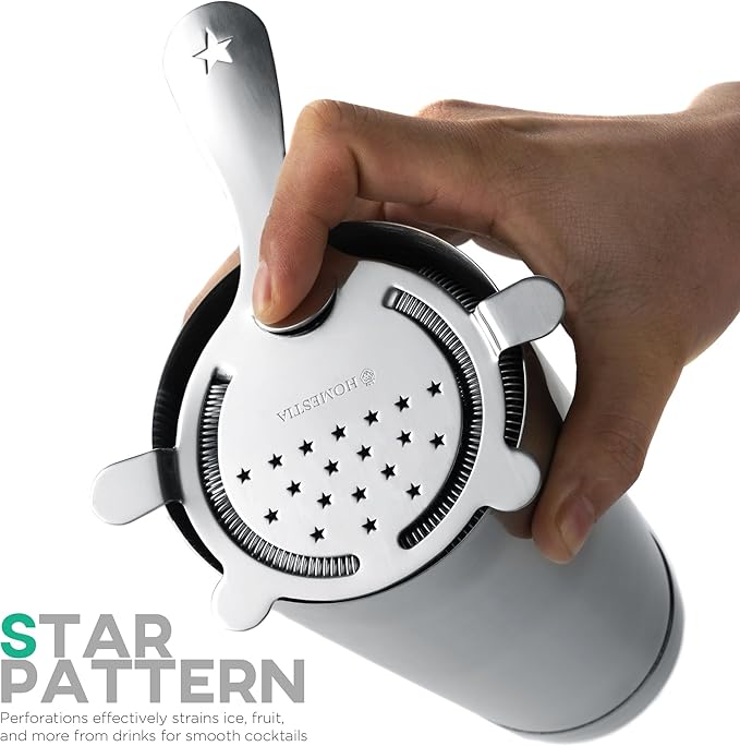 Homestia Hawthorne Strainer, Cocktail Strainer for Drinks, Stainless Steel Bar Strainers for Home Bar and Professional Bartenders, Martini Strainers for Boston Shaker Mixing Glass (Silver)