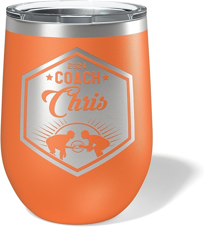 Wrestling Coach gifts, Tumbler, Coach tumbler, Wrestling gifts, Coach Beer glass, Coach gift, Wrestling Coach, Coach gifts, Wrestling Coach (Wrestling Hexagon, Orange, 12oz Wine Tumbler)