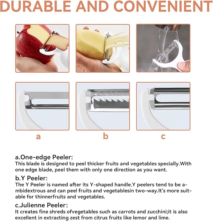 3-in-1 Electric Peeler | Auto Blade for Fruits/Vegetables | 3 Interchangeable Blades | Type-C Charging,Battery Capacity 1500 mAh | Kitchen, Travel, Camping