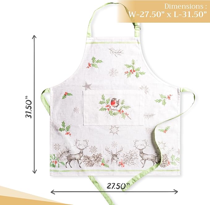 Maison d' Hermine 100% Cotton Apron for women with Pocket Kitchen Chef Apron for Men Cooking Gardening Server Waitress