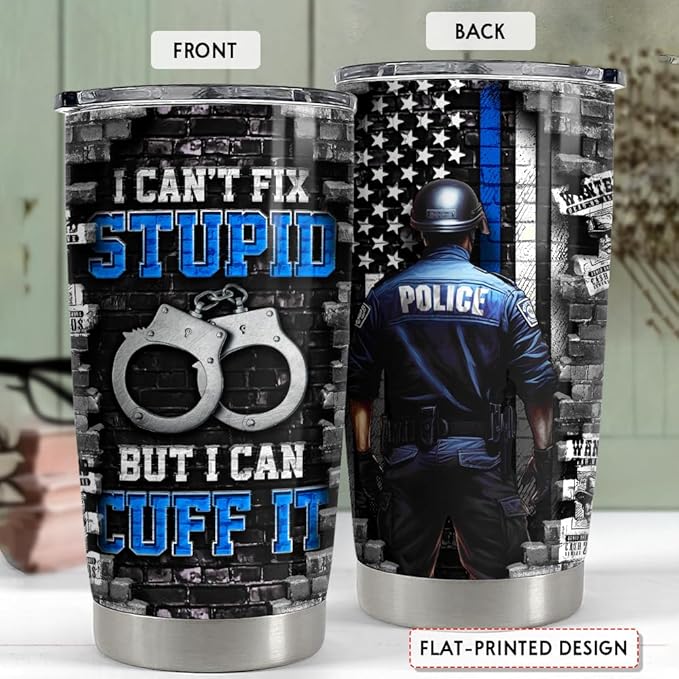 SANDJEST Police Tumbler 20oz Stainless Steel Insulated Coffee Travel Mug Cup Gift for Birthday Christmas