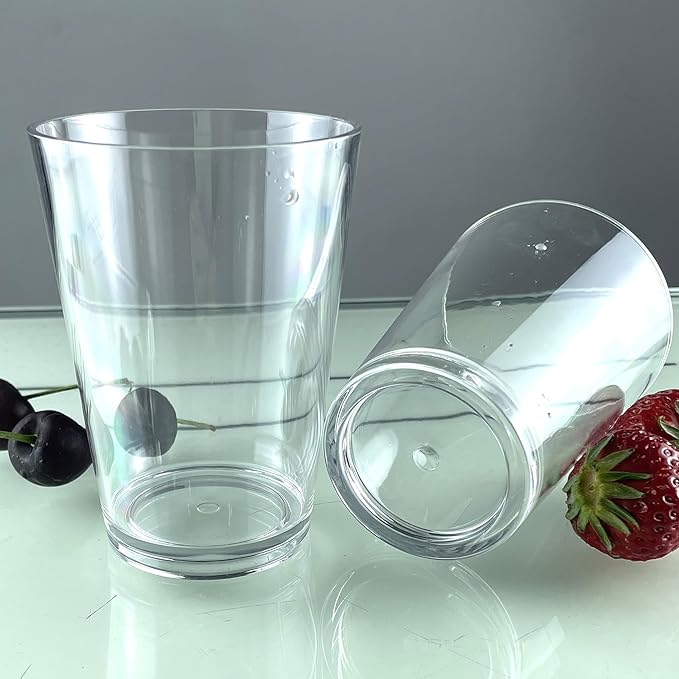 12 oz Clear Drinking Glasses - Unbreakable Acrylic Glasses Drinkware set of 6 - BPA Free Dishwasher Safe Reusable Plastic Cups for Kitchen Party Outdoor (Look Like Glass)