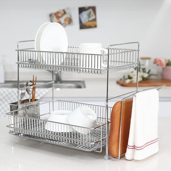 Acro 2-Tier Dish Rack (Stainless Steel, 15.7" H x 16.1" W x 12.9" D)