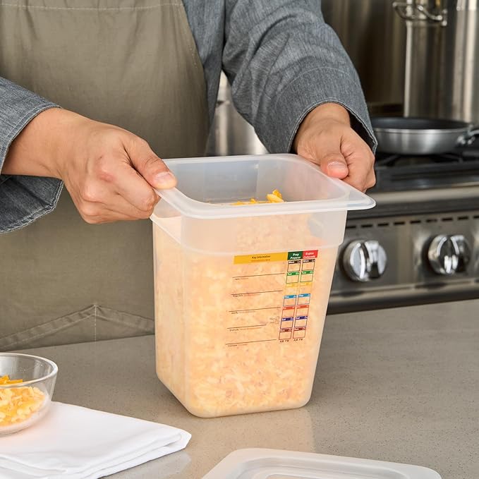 Restaurantware Food Pans Pack of 10 Plastic Square Food Containers 1/6 Size with Traceability Label, Storage Containers Dishwashable Hot Cold Friendly for Restaurants Buffet Commercial Use