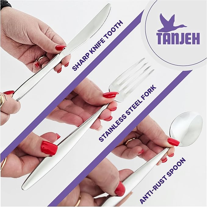 24-Piece Stainless Steel Silverware Set for 6, Stylish New Home Essential Kitchen Spoon and Fork Set, Mirror-Finish Sliver Flatware Cutlery Set for Home and Restaurant, Great Gift for Family & Friends