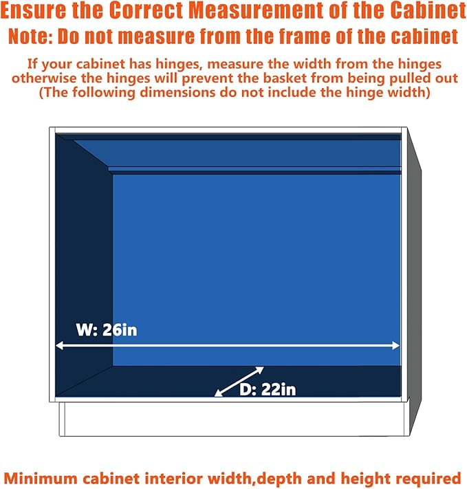 Pull Out Cabinet Organizer 25½" W x 21½" D, Heavy Duty Cabinet Pull Out Shelves, Slide Out Drawers Organization for Kitchen Cabinets Bathroom