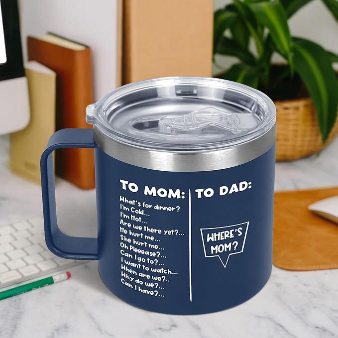 Christmas Birthday Gifts for Dad - 14 oz Stainless Steel Insulated Coffee Mug with Lid - Funny Birthday Gifts for Mom, Dad Birthday Gift Ideas, Mug for Men