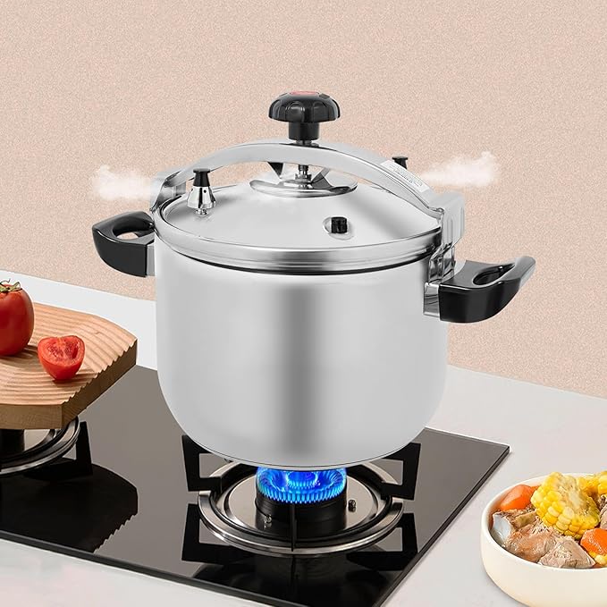 Stainless Steel Pressure Cooker 60kpa Large Pressure Canner Triple-Layer Composite Base Canning Pot with Resilient Beam & 2 Valves for Open Fire, Electric Stove, Induction Stove (26L/27.47Qt)