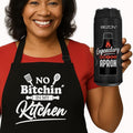 BEZON Funny Grill Apron for Men – Beer Can Gift Packaging – Hilarious BBQ Gift for Dad, Husband, or Friend – Heavy-Duty Water-Resistant Canvas – No Bitchin’ in My Kitchen!