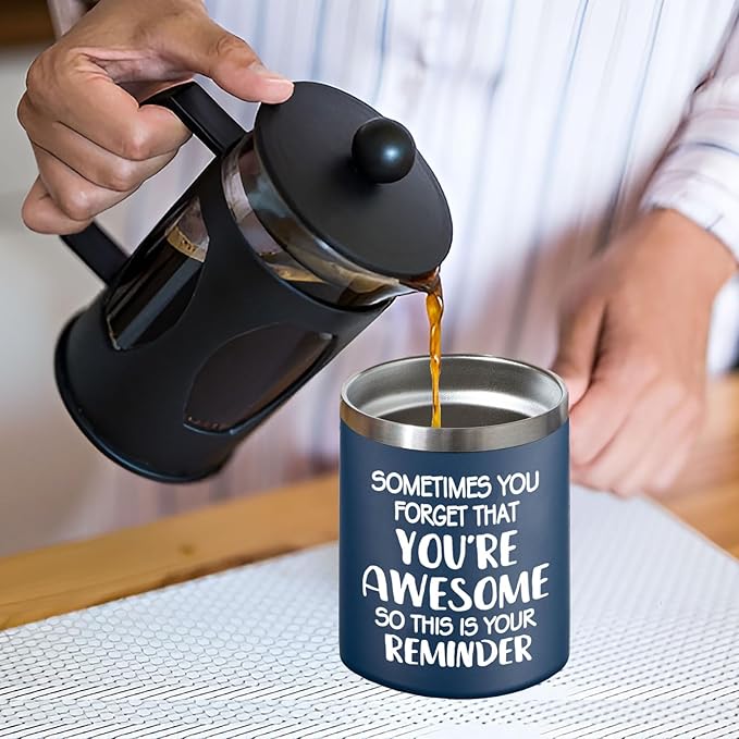 Christmas Gifts for Men - Sometimes You Forget You're Awesome Mug, Inspirational Birthday & Holiday Presents for Men, Him, Dad, Guy - 14Oz Navy Blue