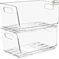 Sorbus Stackable Storage Bins Open Front - Clear Stackable Storage Bins - Pantry Bins for Storage and Organization - Acrylic Stackable Bins for Kitchen - Clear Pantry Organizer Bins (Small 2 Pack)