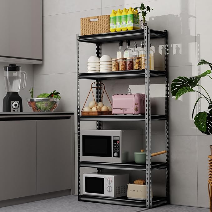30" W Laminated Heavy Duty Metal Shelving Unit 2000 Lbs Boltless Garage Storage Shelves Utility Rack Shelf Warehouse Pantry Shed 30" W x 12" D x 60" H, Dark Gray