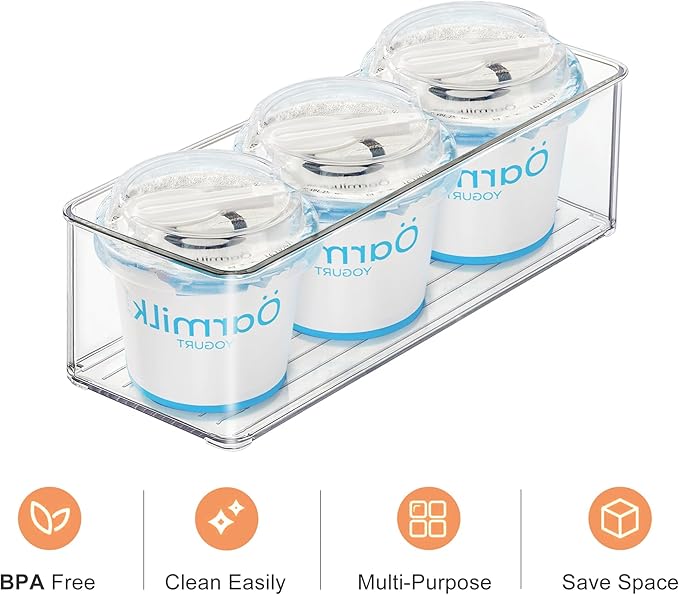 4 PACK Freezer Organizer Bins Clear Stackable Storage Bins for Fridge Organization and Storage