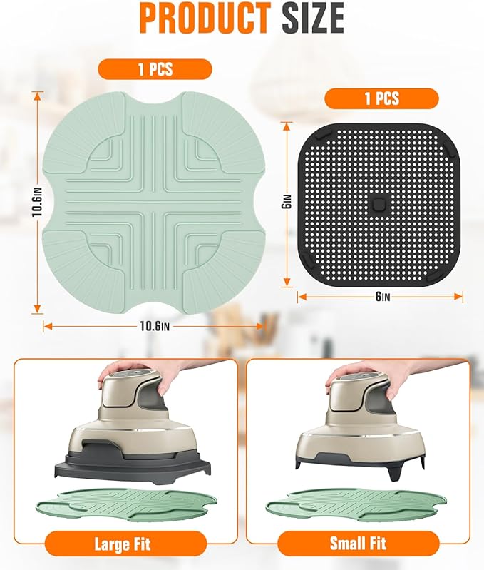 2 PCS Air Fryer Trivets Silicone and Splatter Shield for Ninja Crispi,Heat Resistant Mat for Air Fryer for Air Fryer Accessories,for Ninja Combi Accessories Kitchen Air Fryer Trivet (Green&Black)
