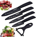 Ceramic Knife Set - Black 5 Piece, 6" Chef, 5" Utility, 4" Fruit, 3" Paring, Peeler