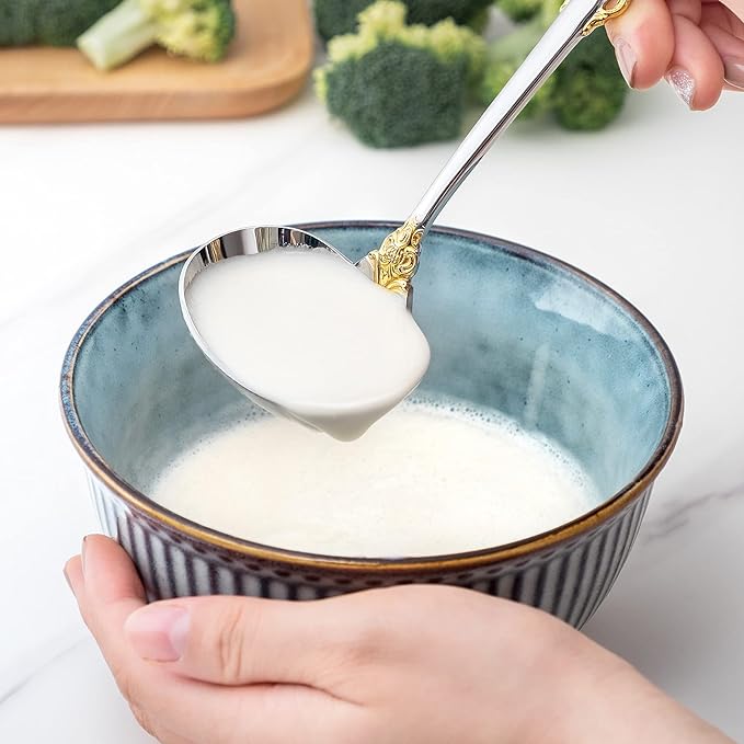 KEAWELL Luxury Gravy Ladle, 18/10 Stainless Steel, Gold Accent, Small Gravy Spoon for Home. Solid and Sturdy, Dishwasher Safe… (2)