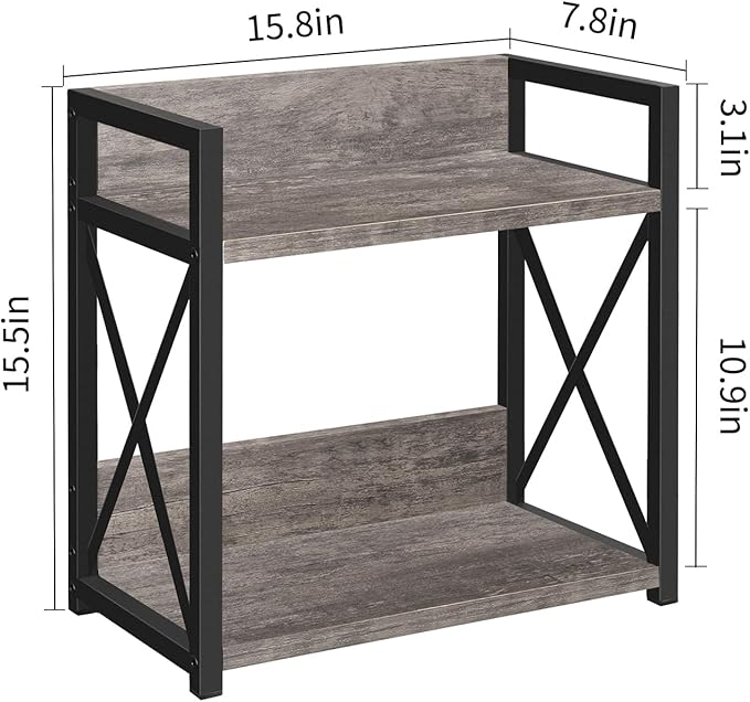 YINMIT Countertop Shelf Organizer,Coffee Bar Accessories,Spice Rack,Coffee Counter Shelf,2 Tier Coffee Organizer Station for Mugs,Cups,Cream,Syrup(Rustic Grey, Large)