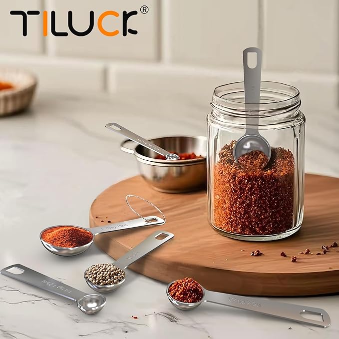 TILUCK Stainless Steel Measuring Spoons Set,Coffee Scoop Spoon,Kitchen Gadgets for Cooking & Baking,Set of (6)