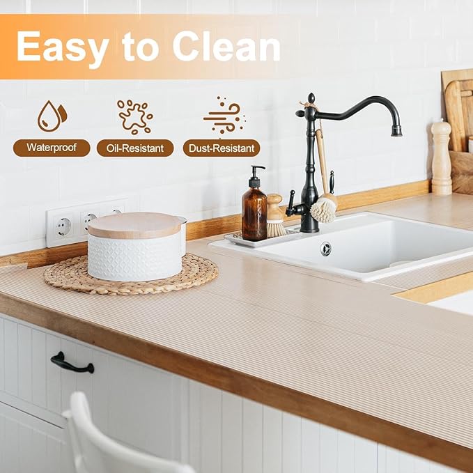 FEXIA Shelf Liners for Kitchen Cabinets Drawer Non Adhesive Non-Slip Liner 12 Inches x 20 FT Waterproof & Oil-Proof Durable Material Fridge Liner for Shelves