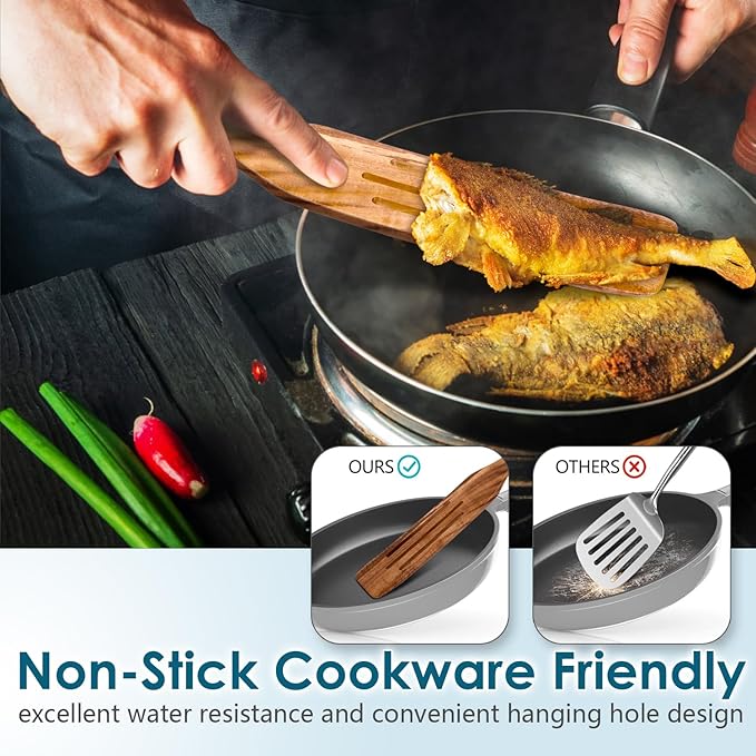 Wooden Spurtle Set, Spurtle Spatula, 8-Pcs Natural Acacia Wood Cooking Tools – Wooden Kitchen Utensils Set with Smooth Finish Comfort Grip, Nonstick Safe Non-Toxic Wood Cooking Spoons by HOWHONG