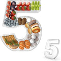11" Acrylic Number Charcuterie Tray, Fillable Number Charcuterie Box for Food, Reusable Serving Cake Candy Dish Display Tray for Birthday Anniversary Party Decoration (Number 5)