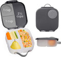 b.box Mini Lunch Box, Bento Box for Kids, Snack Container with 2 Leak Proof Compartments, Reusable Snack Containers with Lids, Kids Lunch Boxes Ages 3+, BPA Free, 4 1/4 Cup Capacity (Graphite)