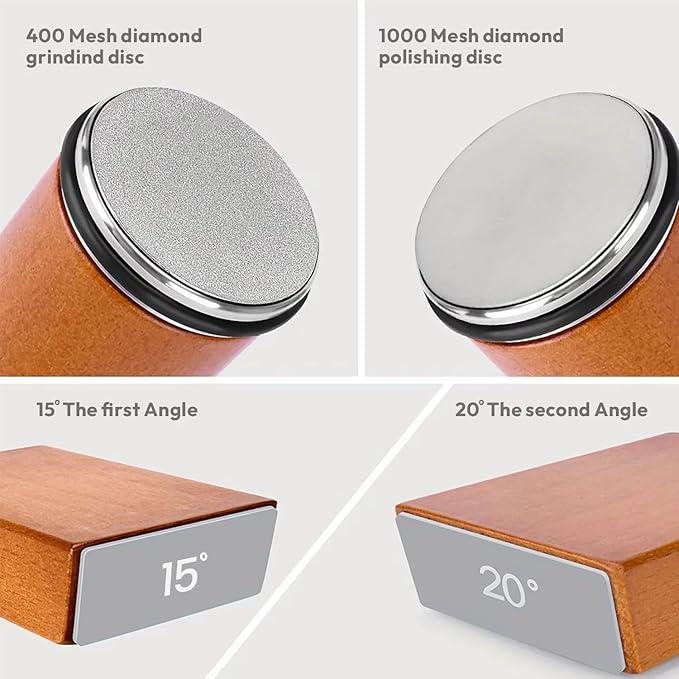 Rolling Knife Sharpener Kit - Magnetic knife sharpener with Diamond Grit 400/1000 & Angles 15° & 20°, Razor sharp Edges, Multipurpose Rolling Sharpener for Kitchen Knives, Pocket Knives, Chef's Knive