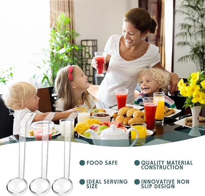 30 Pieces 7 Inches 1 oz Small Ladle Mini Plastic Gravy Ladle Long Handle Ladles for Serving Dressings Soup Punch Bowl Fruit Juices Soup Cocktail Parties (Clear)