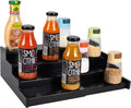 Spice Rack Kitchen Cabinet Organizer: 4 Tier Bamboo Expandable Spice Storage Display,Spice Shelves Adjustable Seasoning Organizer (Black)