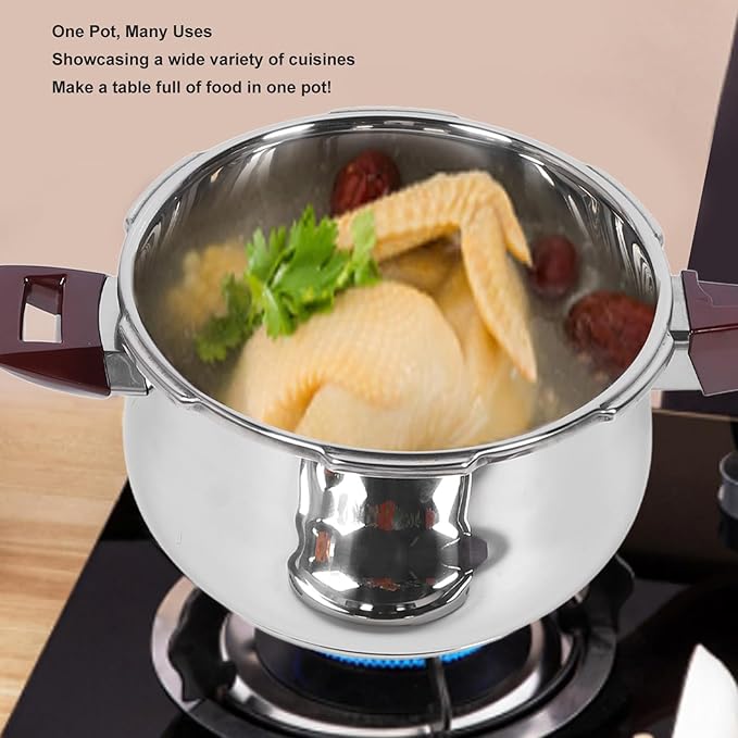 Stainless Steel Pressure Cooker 80KPA, Cookware Pressure Canner Rice Cooker with Safety Valve Devices, Compatible with Gas & Induction Cooker (11L)